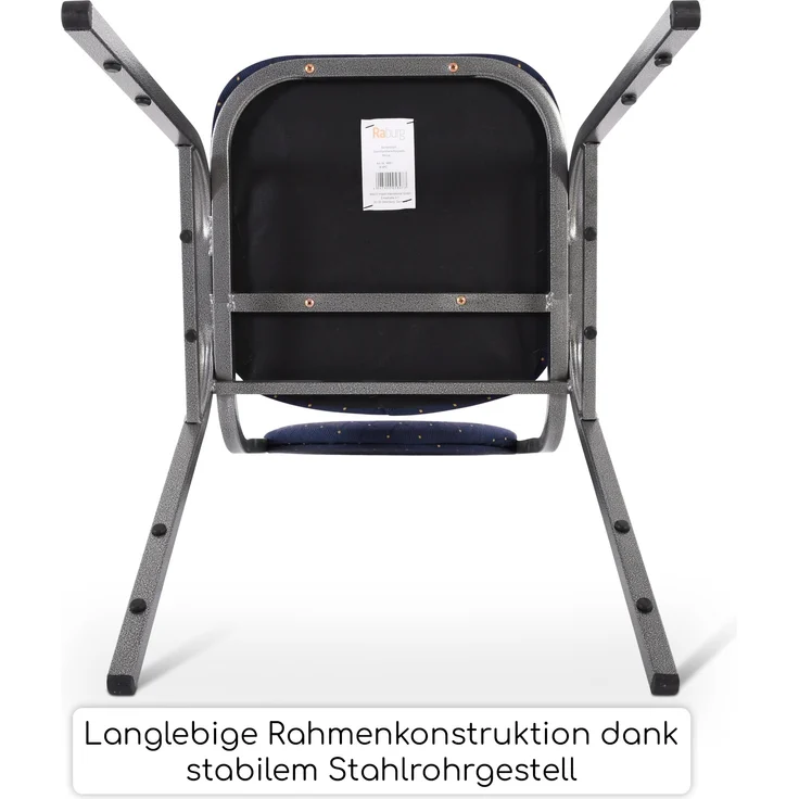 Stapelstuhl 20er-Set, Bankettstuhl stapelbar, Stahl Silber, Stoff Blau | Raburg David – Bild 7