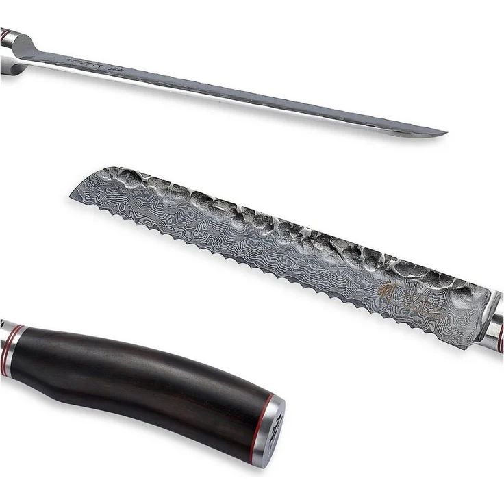 Wakoli Brotmesser EBO Damast Küchenmesser Kochmesser 20 cm Wellenschliffklinge, aus 67 Lagen Damaststahl, VG10 Kern – Bild 3