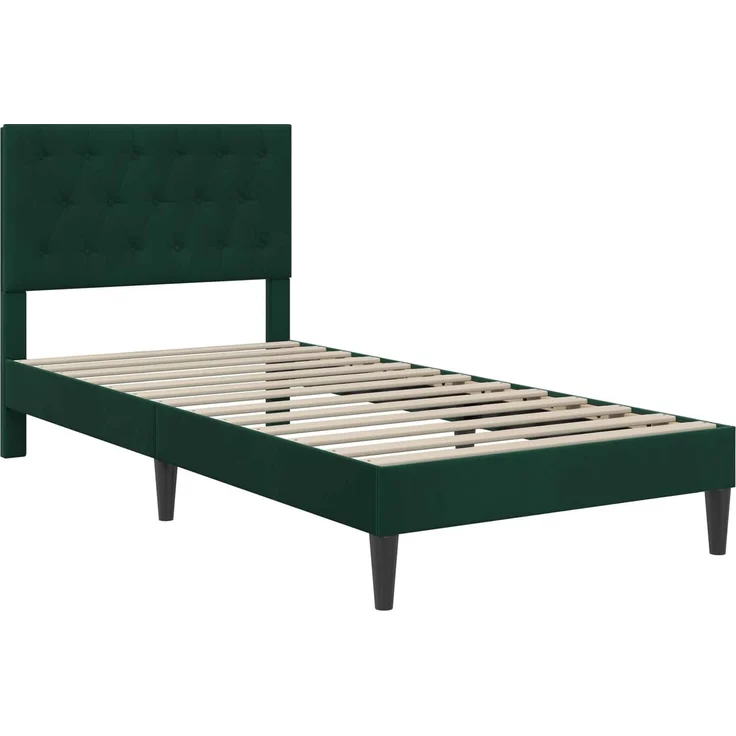 vidaXL Bettrahmen mit Kopfteil Dunkelgrün 100 x 200 cm Samt 42027645 – Bild 3