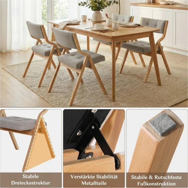 TLGREEN Klappstuhl,Küchenstuhl mit gepolstertem Sitz, (6 St), ergonomisch, platzsparend, rutschfest & stabil – Bild 4