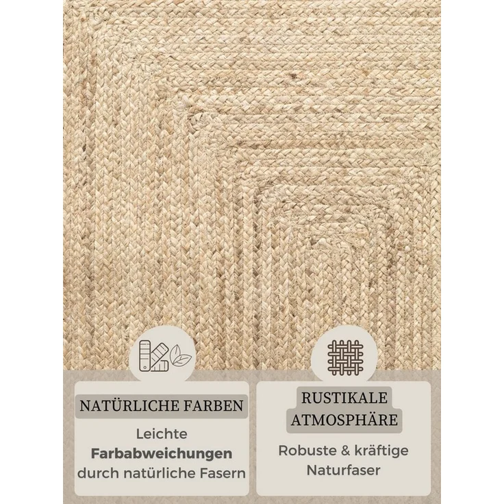HANSE Home Teppich Juteteppich Teppich Juno, rechteckig, Höhe: 9 mm, Jute, Shape, Handgemacht, Wohnzimmerteppich, Naturteppich, Wohnzimmer – Bild 4