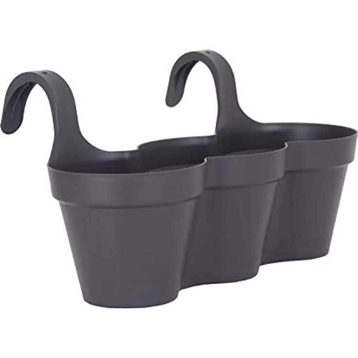 Artevasi Capri Balkonkasten, Kunststoff, Anthrazit, max. Außenlänge 30,5 cm, mit Entwässerungslöchern, ideal für drei Pflanzen
