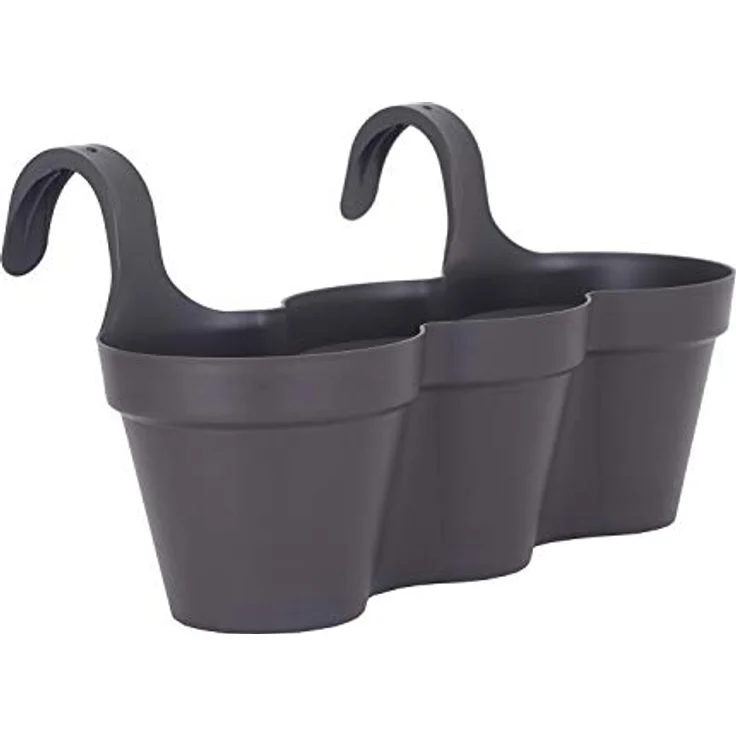 Artevasi Capri Balkonkasten, Kunststoff, Anthrazit, max. Außenlänge 30,5 cm, mit Entwässerungslöchern, ideal für drei Pflanzen – Bild 1