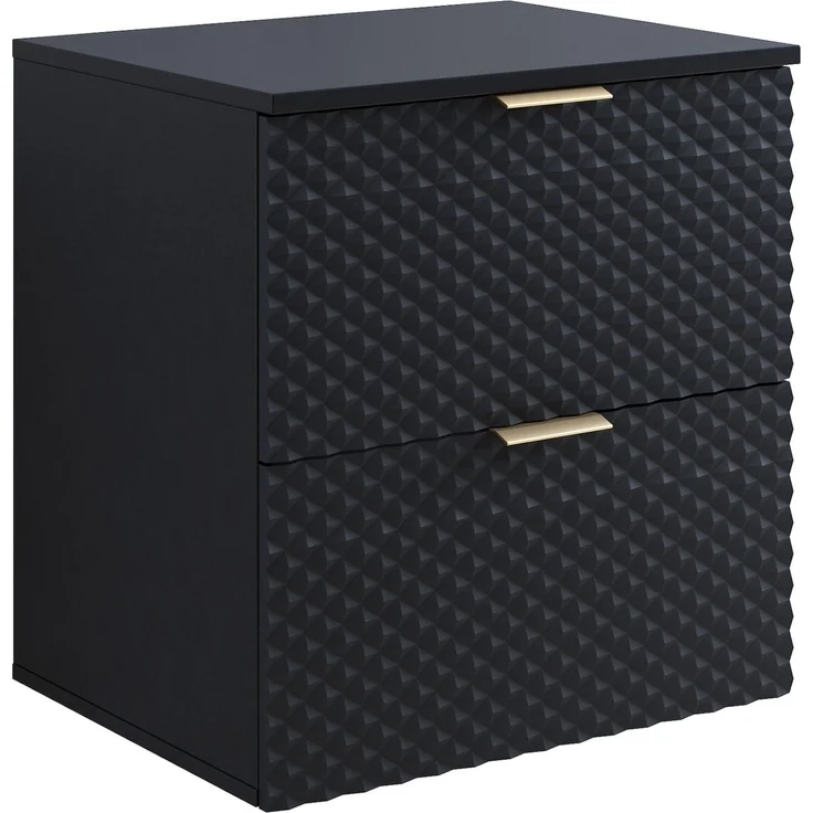 Badplaats Waschbeckenunterschrank Borneo 60 x 49 x 63 cm – Matt Schwarz – Hängender Waschtischunterschrank mit 2 Schubladen – Bild 1