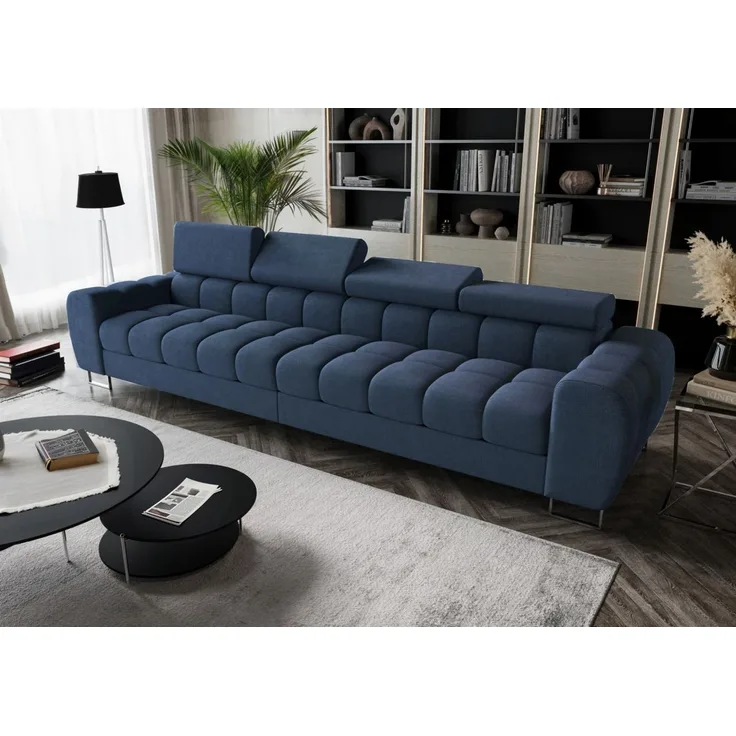 Big Sofa Sofa 4-Sitzer BASTIEN Megasofa in Stoff Moly Dunkelblau