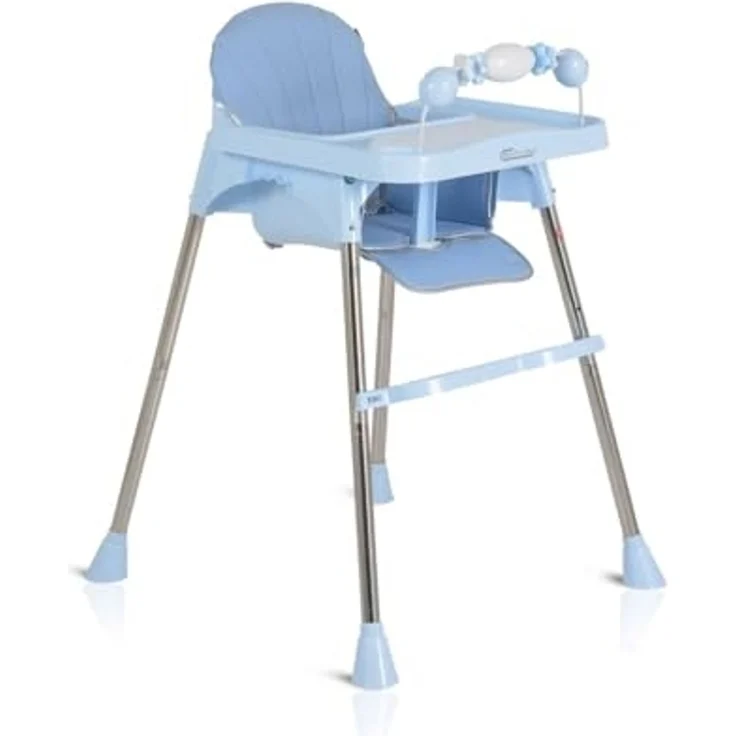Moni Kinderhochstuhl Century, Spielzeug, Tablett verstellbar, Gurt, Fußstütze blau – Bild 2