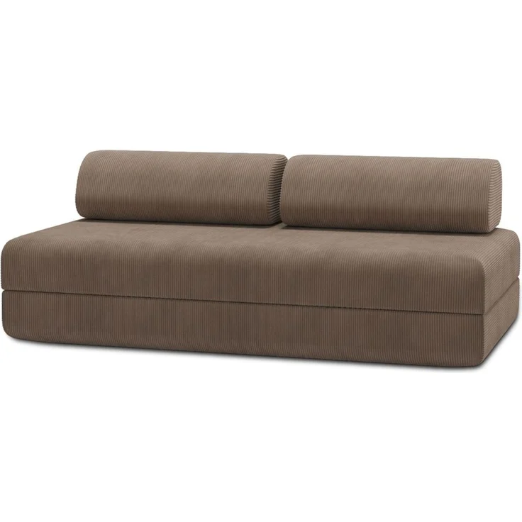 2-3-Sitzer-Schlafsofa aus taupefarbenem Cord – Bild 1