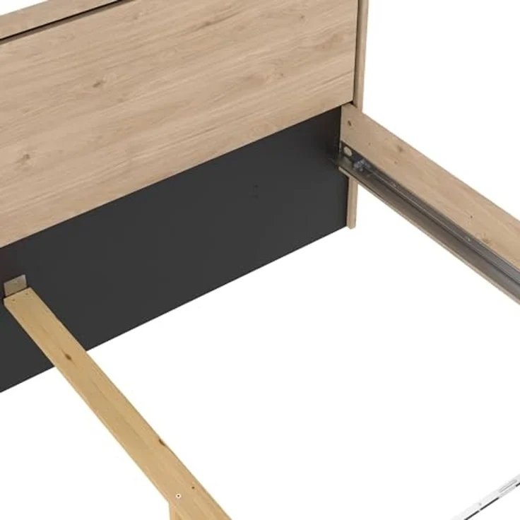 Dmora - Doppelbett Cybele, Struktur des Container-Betts, Sommier mit Verkleidung, Matratzenhalterstruktur, 207x193 h91 cm, helle Eiche – Bild 7