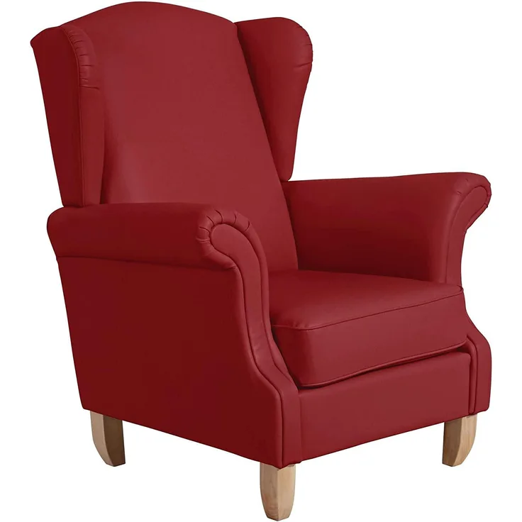 Ohrensessel Katria Bezug Kunstleder Buche natur / chili 22856