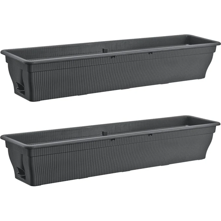BURI Blumenkasten 2x Balkonkasten 100cm Wasserspeicher Pflanzkasten Entwässerung grau (2 St) – Bild 5