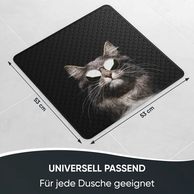 Sanilo Duschmatte, mit Motiv, rutschfest, waschbar, quadratisch, 230 extra starke Saugnäpfe, Kunststoff PVC, 53 x 53 cm, Cool Cat – Bild 3