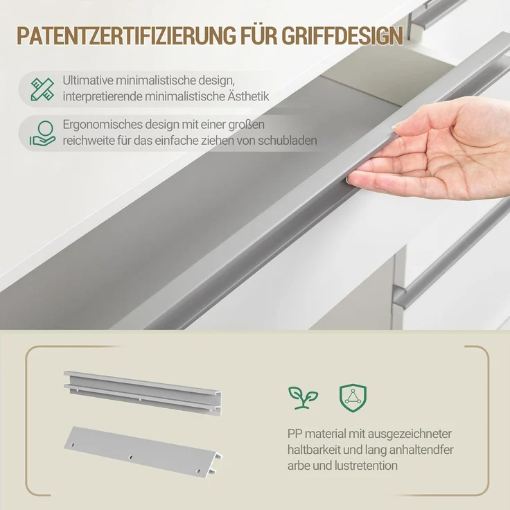 Großer Schminktisch mit LED-Beleuchtung, 3 Farben, Helligkeitsregulierung, Schminktisch mit Spiegel, 9 Schubladen, 9 offenen Ablagen, Moderner Stil, Weiß-Silber – Bild 5