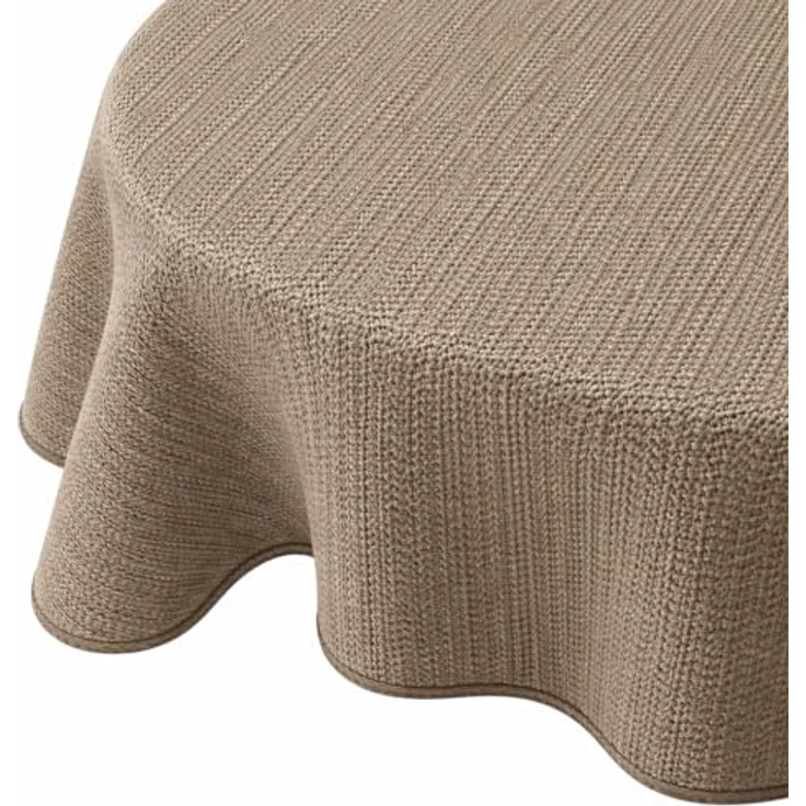 Brandsseller Gartentischdecke 160x220 cm Tischdecke mit Paspel Outdoor Tischtuch oval Weichschaum für Garten, Terrasse, Balkon wetterfest rutschfest - Cappuccino – Bild 2