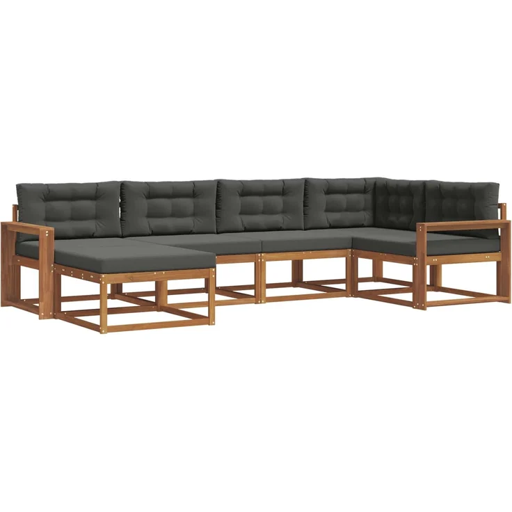 vidaXL Outdoor-Sofagarnitur 6 stk. 6-Sitzer Natur und Anthrazit 3367830 – Bild 2