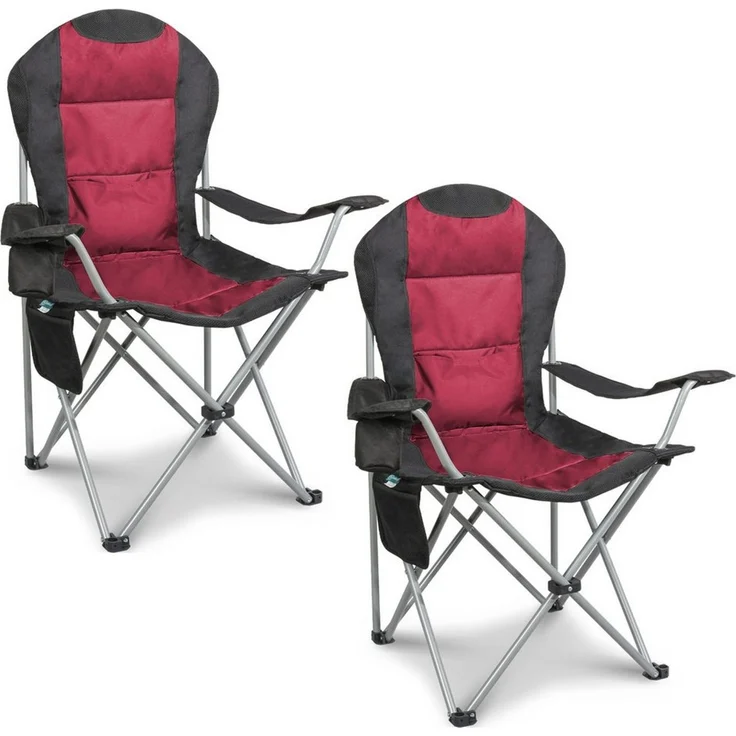 HOMECALL Campingstuhl Hochlehner Klappstuhl Gartenstuhl Angelstuhl mit Angenehme Polsterung (Packung, 2 St), bis 150 KG, mit Seitentasche und Getränkehalter für Camp Garten Balkon – Bild 1