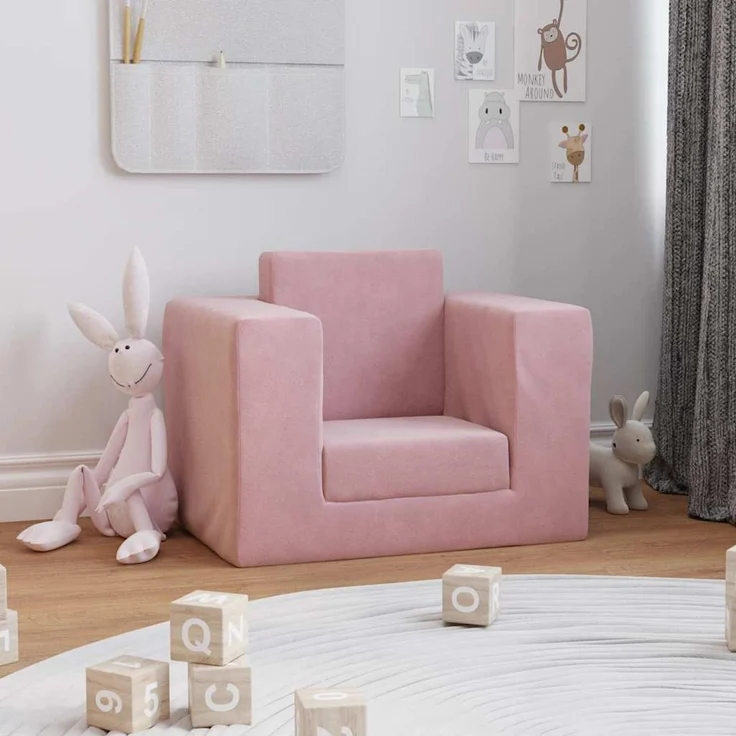 vidaXL Schlafsofa für Kinder Rosa Weicher Plüsch 4104807 – Bild 2
