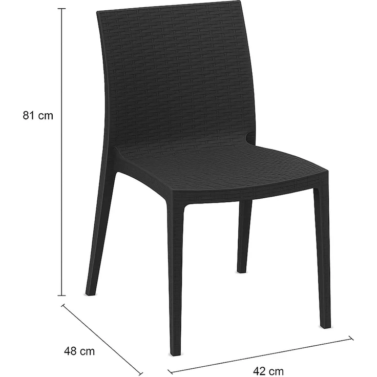 Dmora - Set mit 4 Gartenstühle Palizzolo, Platzsparende Outdoor-Stühle, Stapelbar, Ideal für Garten und Terrasse, Made in Italy, 42x48 h81 cm, Anthrazit – Bild 2