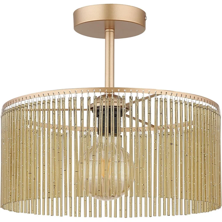 LED Deckenleuchte, goldfarben, Acrylstäbe amber, H 32 cm – Bild 6