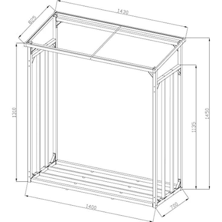 Quick Star Kaminholzregal Kaminholzregal 143x70x145 cm 1,4 m³, BxTxH:143x70x145 cm – Bild 8