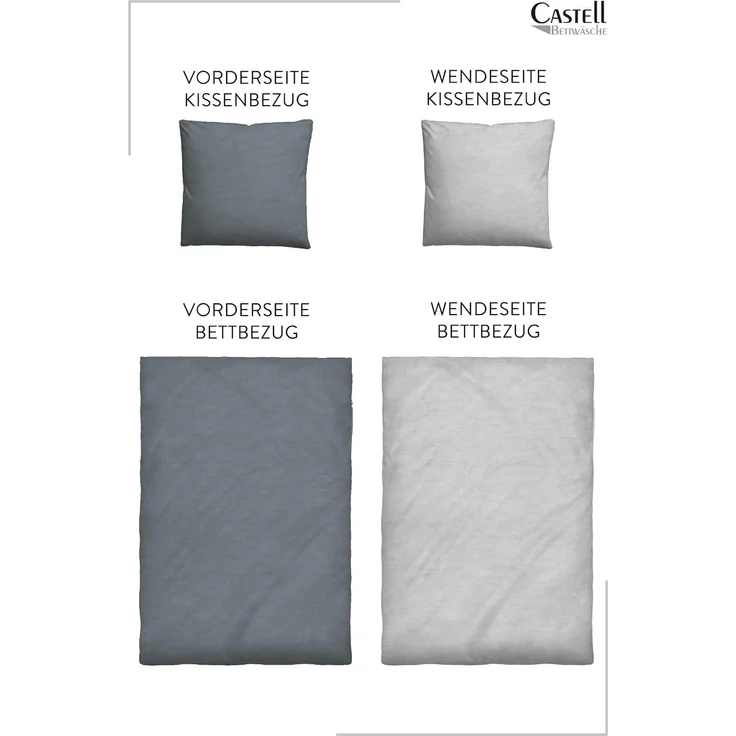 Traumhaft schlafen - Castell - Markenbettwäsche Jersey Bettwäsche 0070732 UNI, titanium, 1x 155x220 cm + 1x 80x80 cm – Bild 3