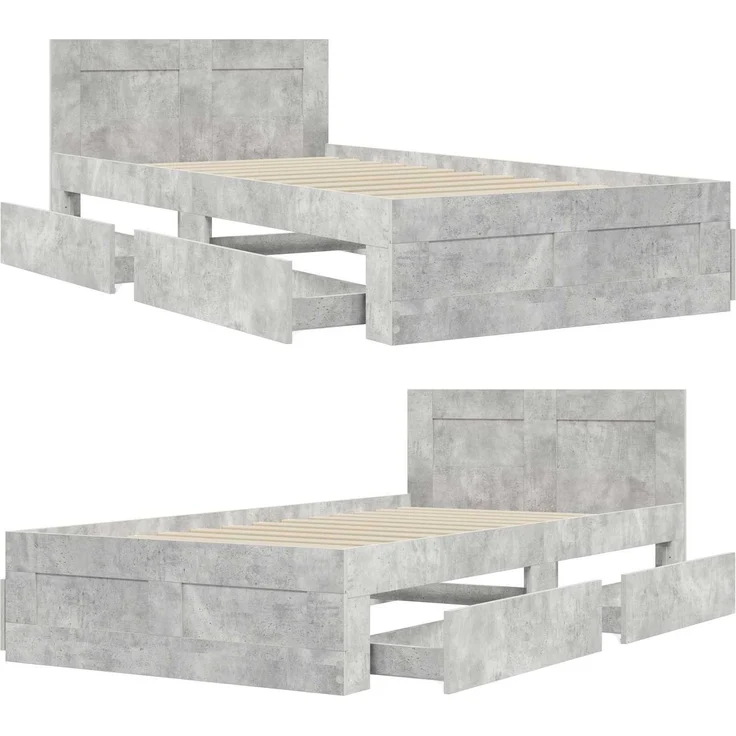 vidaXL Bettrahmen mit Schubladen 2 stk. Betongrau Holzwerkstoff 3429682 – Bild 9
