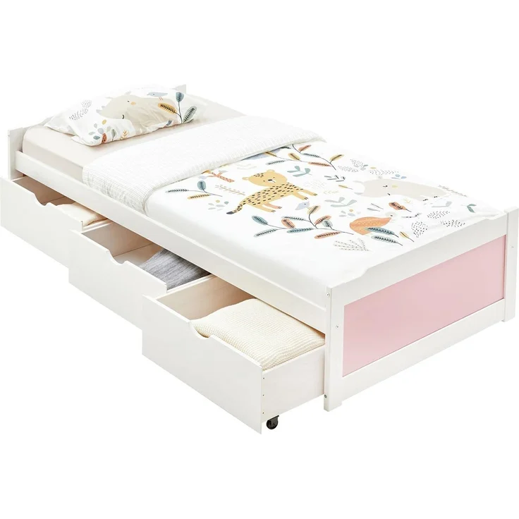 IDIMEX Funktionsbett MIA, Gästebett Jugendbett Stauraumbett in 90 x 200 cm weiss/rosa – Bild 5