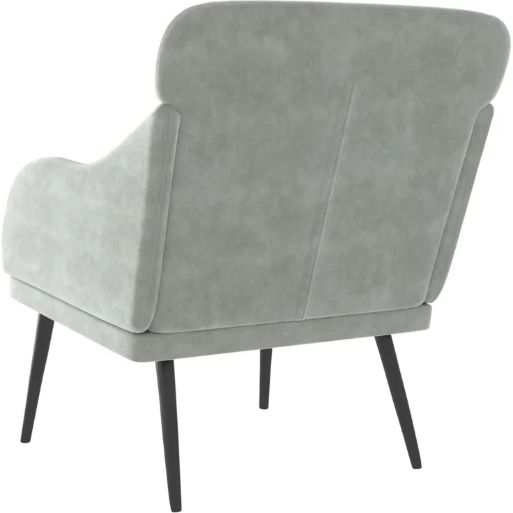 Sessel wohnzimmer, Relaxsessel Hellgrau 63x76x80 cm Samt – Bild 5