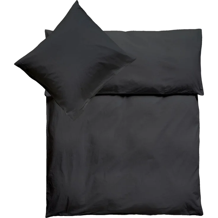 Julido Jersey Bettwäsche 155x220 80x80 Baumwolle Set Druckknopf weich Anthrazit – Bild 1