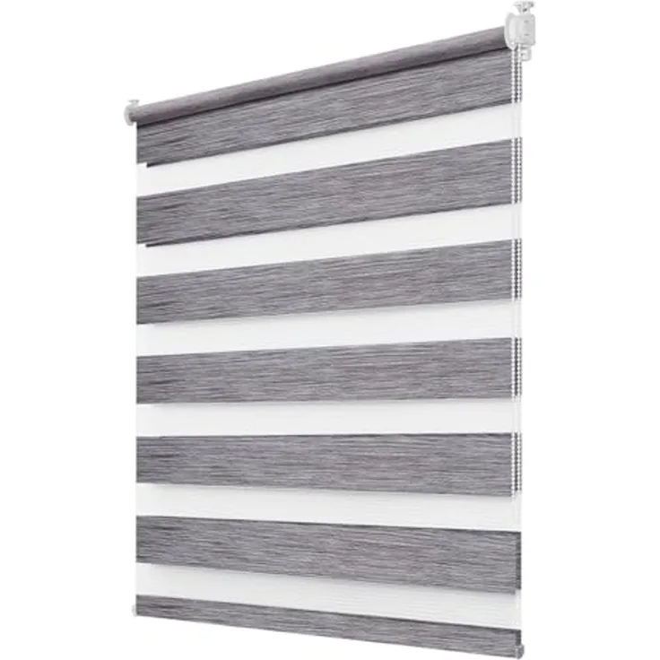 Deswell Doppelrollo Klemmfix ohne Bohren Marmor-Grau B50 x H130 cm (Stoffbreite 46cm) Rollos für Fenster ohne Bohren für Fenster mit Lichtdurchlässig & Verdunkelnd/Höhe Stufenlos Verstellbar