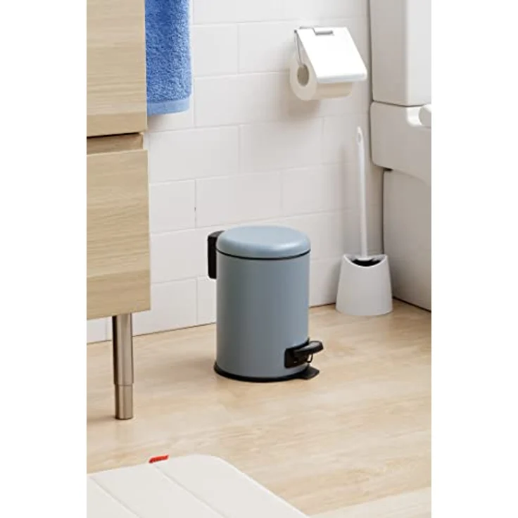 TATAY Badezimmer Mülleimer 3L mit Pedal | Hygienisches, berührungsloses Öffnen | Soft-Close, geräuschloser Deckel | Herausnehmbarer Inneneimer | 17,5 x 22,5 x 25 cm – Nordic Modell – Blau – Bild 3