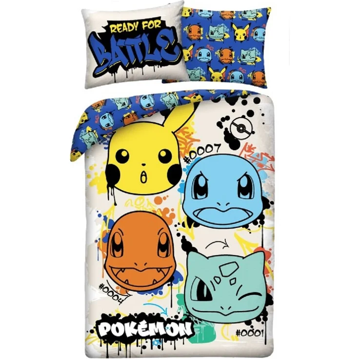Pokémon Bettwäsche Set aus Mikrofaser Bettdeckenbezug 140 × 200 cm mit 70 × 90 cm Kissenbezug