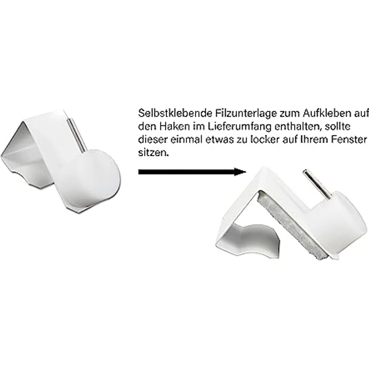 dekondo Fensterhaken Dekohaken Dekoklipp Fensterklipp Gardinenhaken, weiß, für einen Klemmbereich (Rahmenstärke des Fensters/Fensterdicke) von 10-25 mm - wählen Sie die richtige Größe beim Kauf aus, (10-St), oben oder seitlich am Fenster zu befestigen – Bild 8