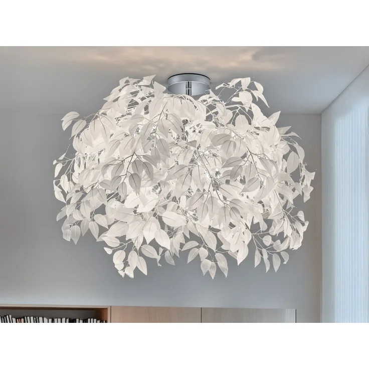 Deckenleuchte, Metall Chrom, Blumen, 70 cm