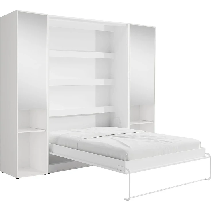 Vente-unique - RAPILI - Schrankbett - Metall - Weiß - 159 x 239.2 x 225.2 cm – Bild 4