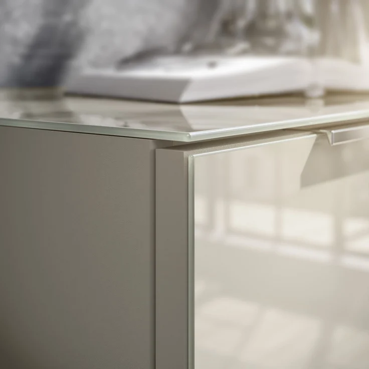 Lowboard >Santorin< Glasfronten, in Kaschmir - 180x55x40cm (BxHxT) – Bild 9