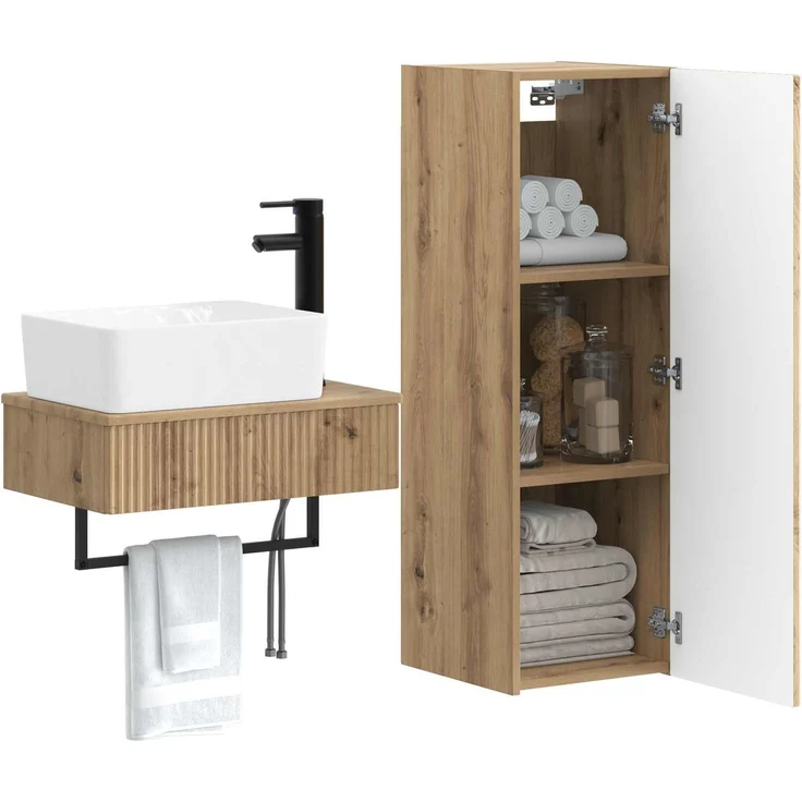 vidaXL Badezimmerschrank-Set 2 stk. Artisan-Eiche 33 x 34,5 x 100 cm 3406112 – Bild 3