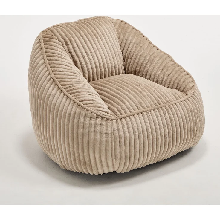 Sitzsack aus Cord, mit Memory-Schaumstofffüllung und Blasen-Plüsch, 98x92x73 cm, Camel/Braun – Bild 5