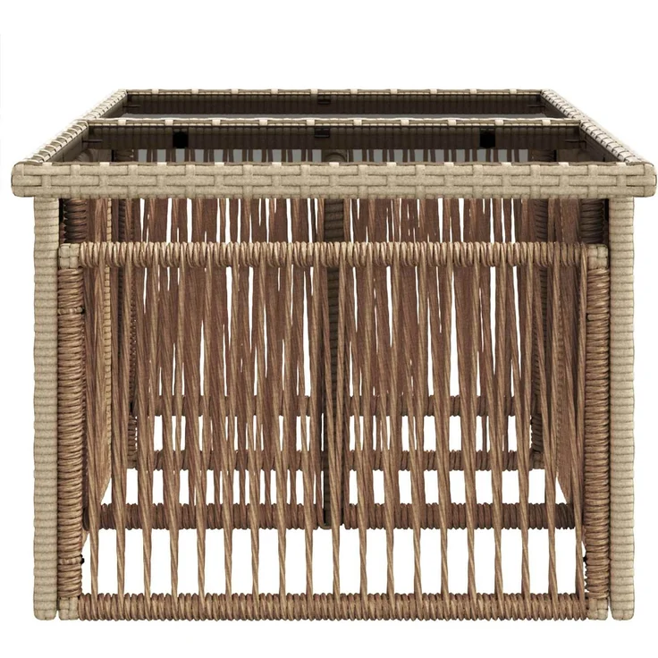 vidaXL Gartentisch Beige 100 x 55 x 37 cm PE Rattan und Glas 42035138 – Bild 5