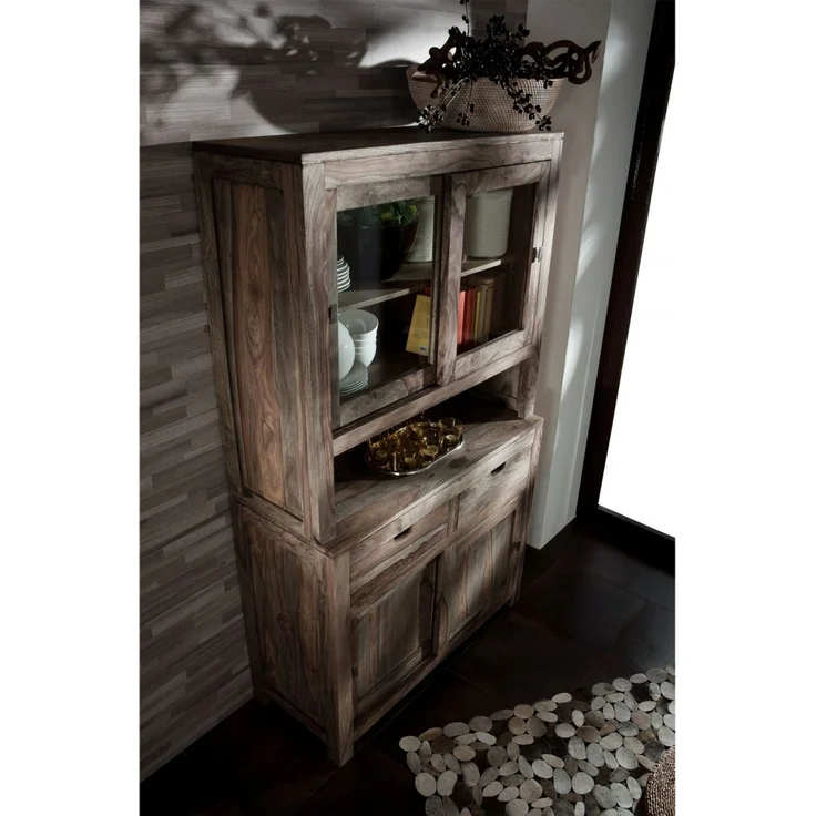 Buffet Sheesham 110x45x190 grau geölt NATURE GREY #64 – Bild 2