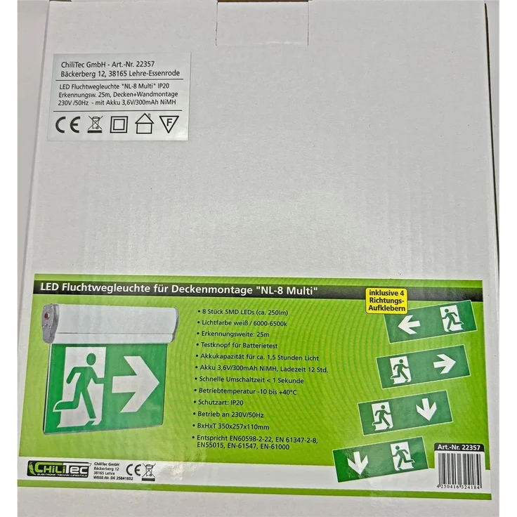 LED Fluchtwegleuchte "NL-8 Multi"Erkennungsw. 25m, IP20, Decken+Wandmont. – Bild 8