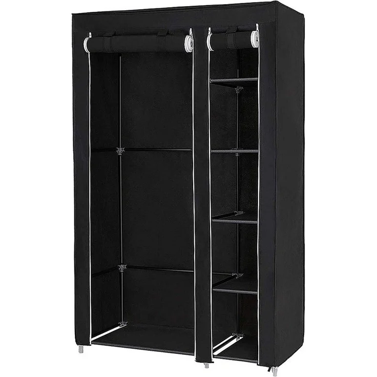 JEOBEST Stoffschrank Kleiderschrank, Stoffschrank, faltbare Garderobe mit Kleiderstangen mit Kleiderstange, Reißverschluss & Ablagen – Bild 2
