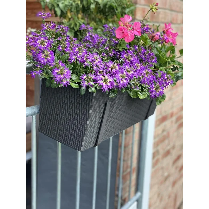 Kreher Balkonkasten 'BEGONIA' in Rattan Optik mit Stahlbügeln in Anthrazit (1 St) – Bild 6