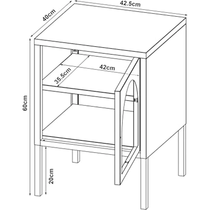 Nachtschrank Karlskrona 60x42,5x40 cm Schwarz, matt [en. casa] – Bild 2