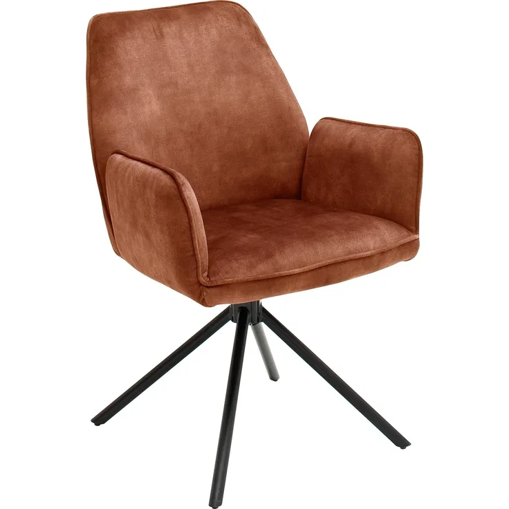 Esszimmerstuhl >Ottawa< mit Armlehne in Rostbraun - 60x89x64 (BxHxT) 180 °drehbar