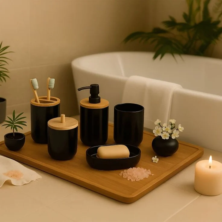Relaxdays 7-teiliges Badezimmer Set – Bild 2