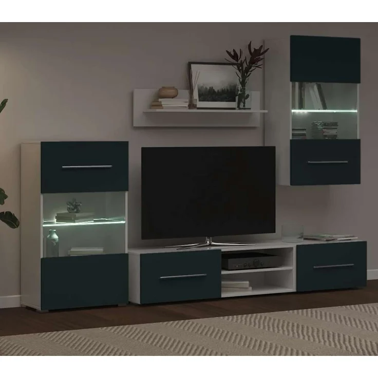 vidaXL 5-tlg. Wohnwand mit LED-Beleuchtung Matt Indigo Holzwerkstoff 3324235 – Bild 3