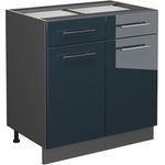 Küchenunterschrank Fame-Line Dunkelblau Hochglanz 80 cm ohne Arbeitsplatte Vicco