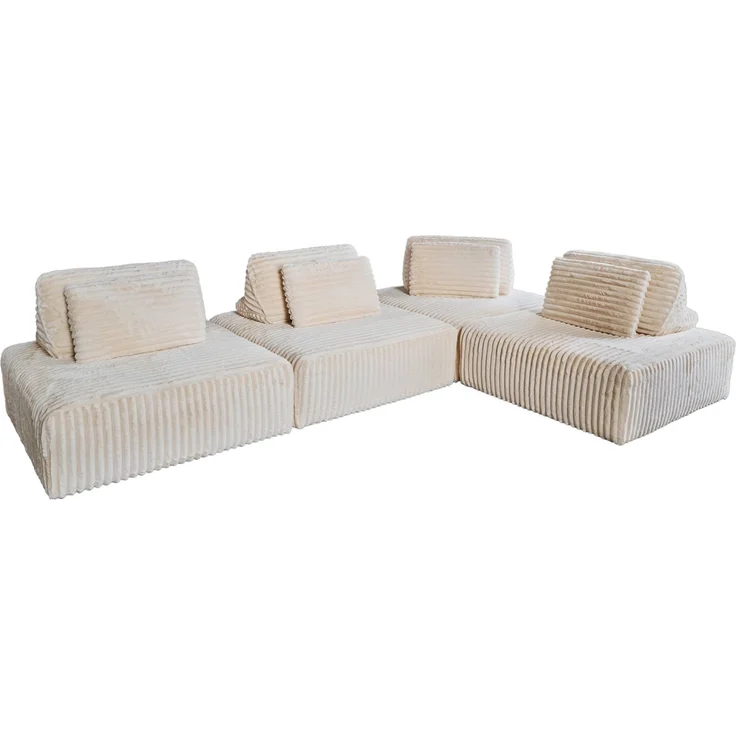 KAWOLA Modulsofa WIOLO SOFT 4 Module 4 Rückenkissen Weicher Breitcord cremeweiß 84 x 222 x 333 cm – Bild 3
