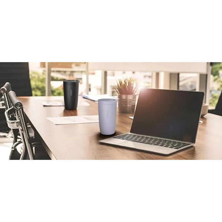 Vinsun Thermobecher Edelstahl Isolierbecher 350ml - Kaffeebecher to Go auslaufsicher, 2-tlg, Edelstahl, Doppelwandig, BPA frei, bruchfest, Einhandbedienung per Knopfdruck – Bild 9