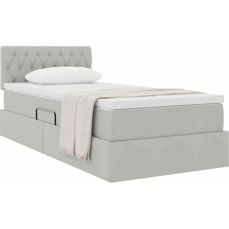 vidaXL Aufbewahrungsbett mit Kopfteil Hellgrau 90 x 200 cm Samt 3370791 – Bild 3